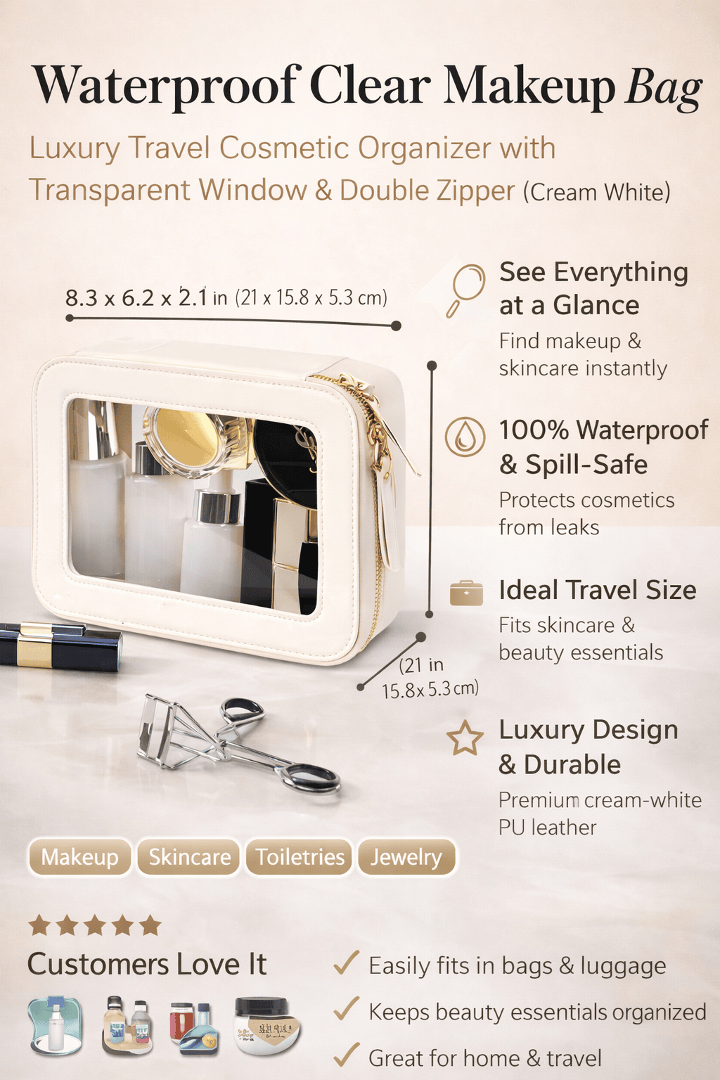Double layer Transparent Travel Makeup Bags